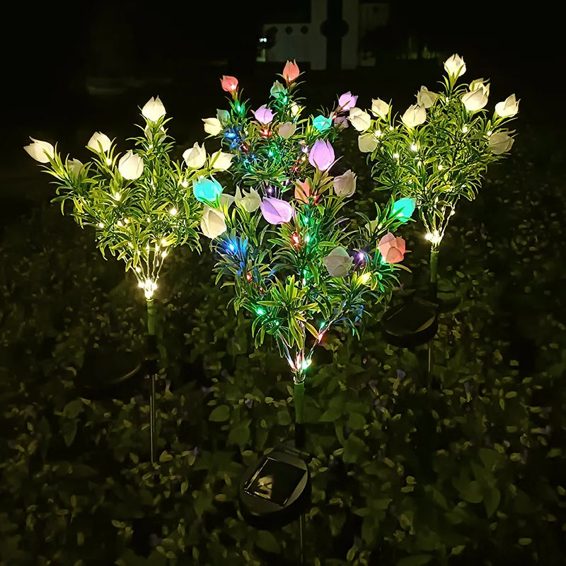 Solar-Powered LED Gardenia Lights – Outdoor Decor for Garden, Balcony and Terrace, Weatherproof