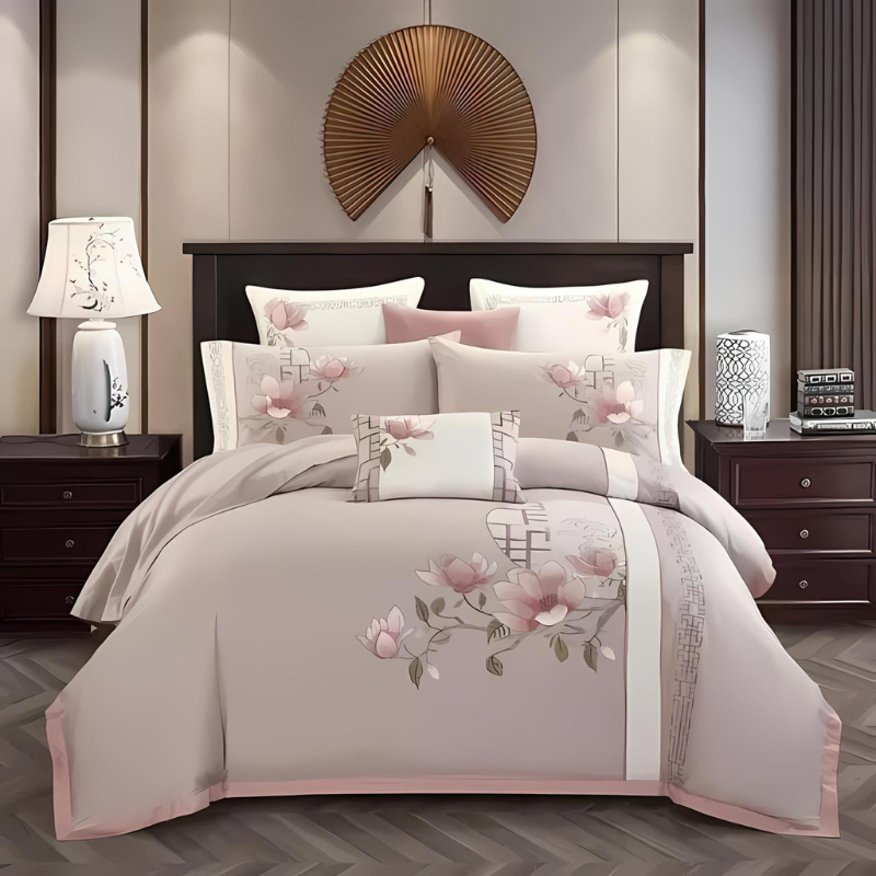 Luxurious Bedding Set Made of Egyptian Cotton with Floral Design for Ultimate Sleep Comfort