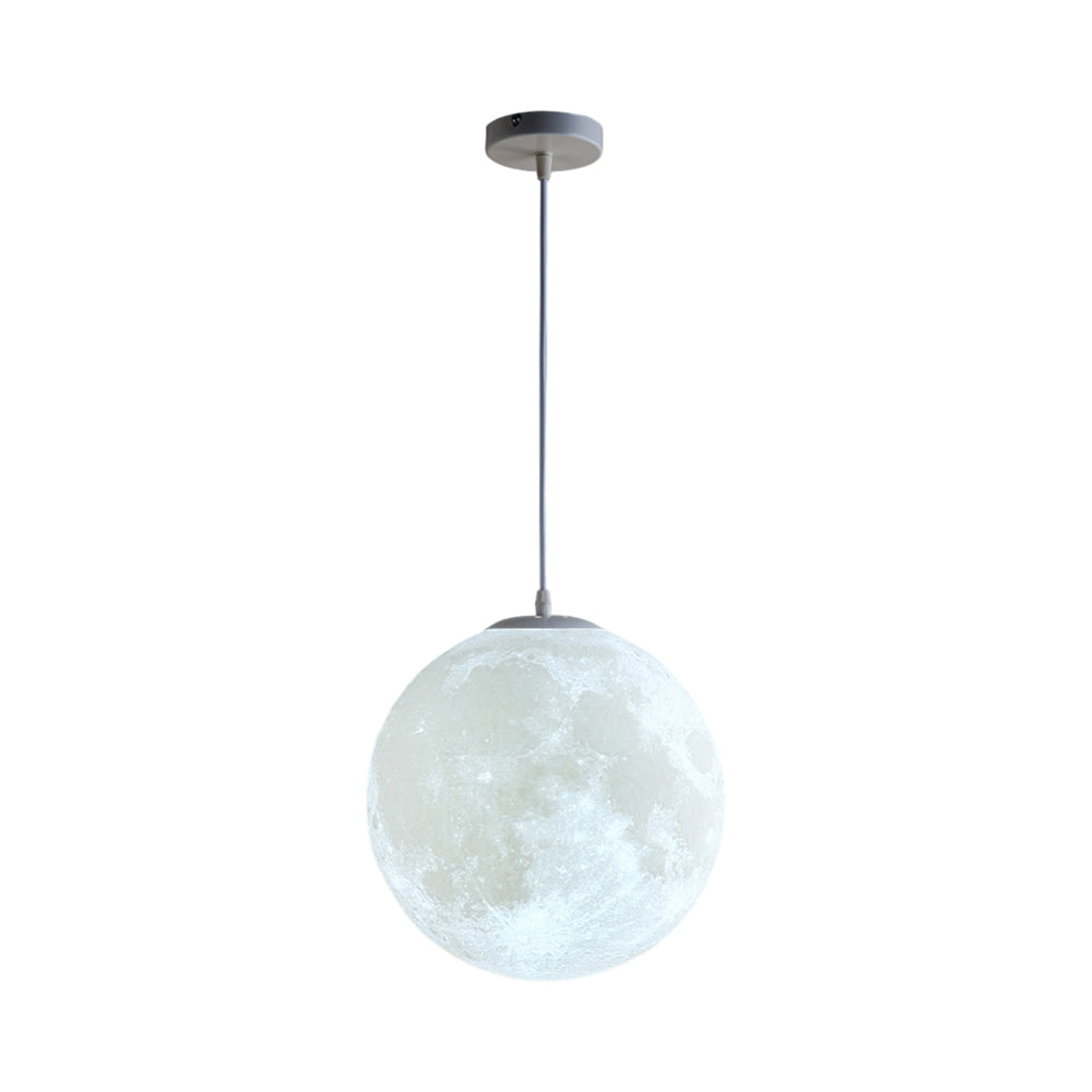 3D Round Moon Pendant Light - White Ceiling Light with Moon Design for Bedroom & Living Room