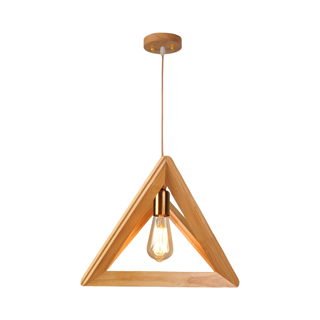 Scandinavian Pendant Light with Wooden Frame - Geometric, Minimalist Design for Dining Room and Living Room, Scandinavian Style