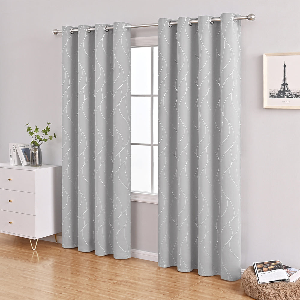 Blackout Curtain with Wave and Dot Pattern – Opaque Design for Optimal Sun Protection