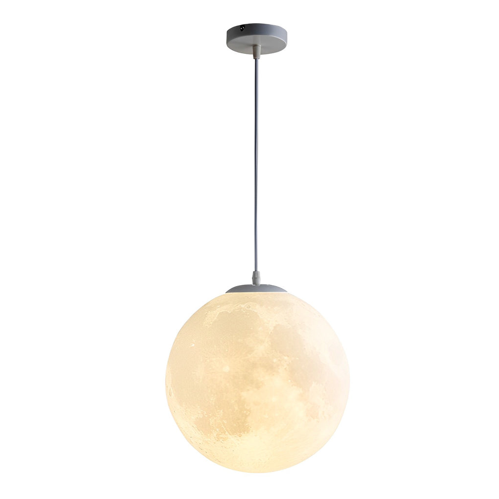 3D Round Moon Pendant Light - White Ceiling Light with Moon Design for Bedroom & Living Room