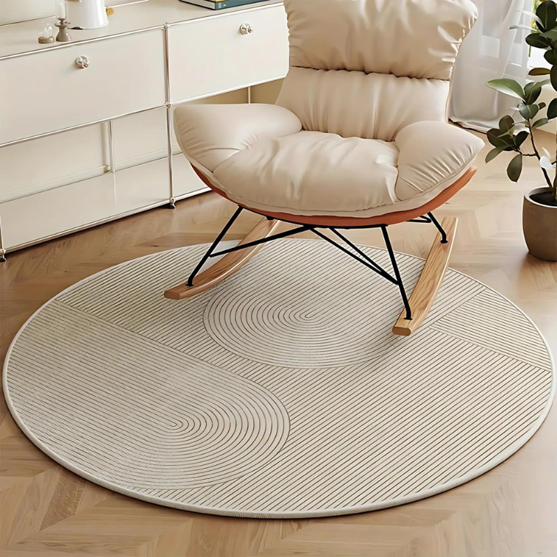 Round Rug in Scandinavian Design – Modern Non-Slip Rug for Living Room & Bedroom