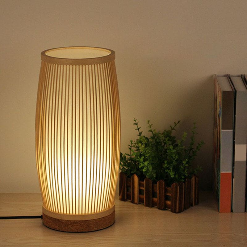 Bamboo Table Lamp Night Light - Wooden Lamp for Bedroom & Living Room