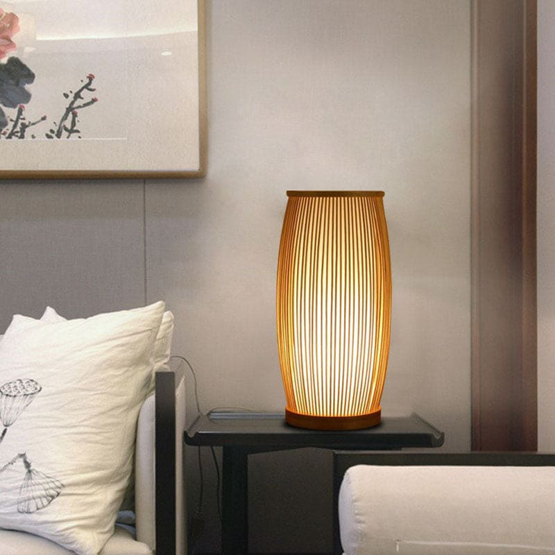 Bamboo Table Lamp Night Light - Wooden Lamp for Bedroom & Living Room