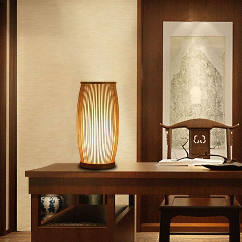 Bamboo Table Lamp Night Light - Wooden Lamp for Bedroom & Living Room