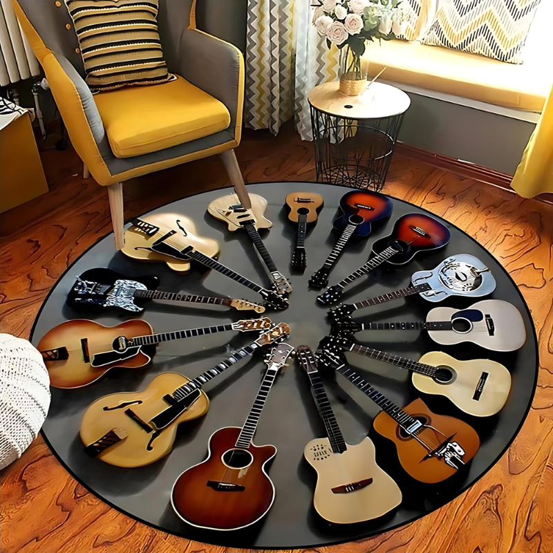 Non-Slip Guitar Rug – Musical Rug for Living and Bedrooms, Ideal for Music Lovers