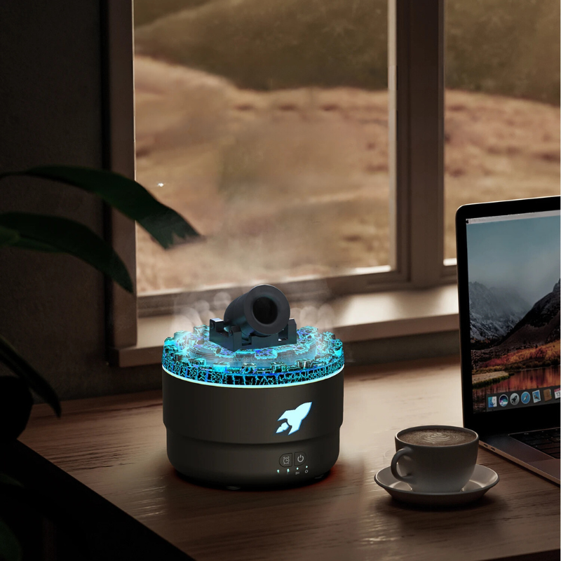 Volcanic Humidifier with LED Light and Aromatherapy - Creative Aroma Diffuser for Home & Office, Air Purifier with Atmospheric Lighting