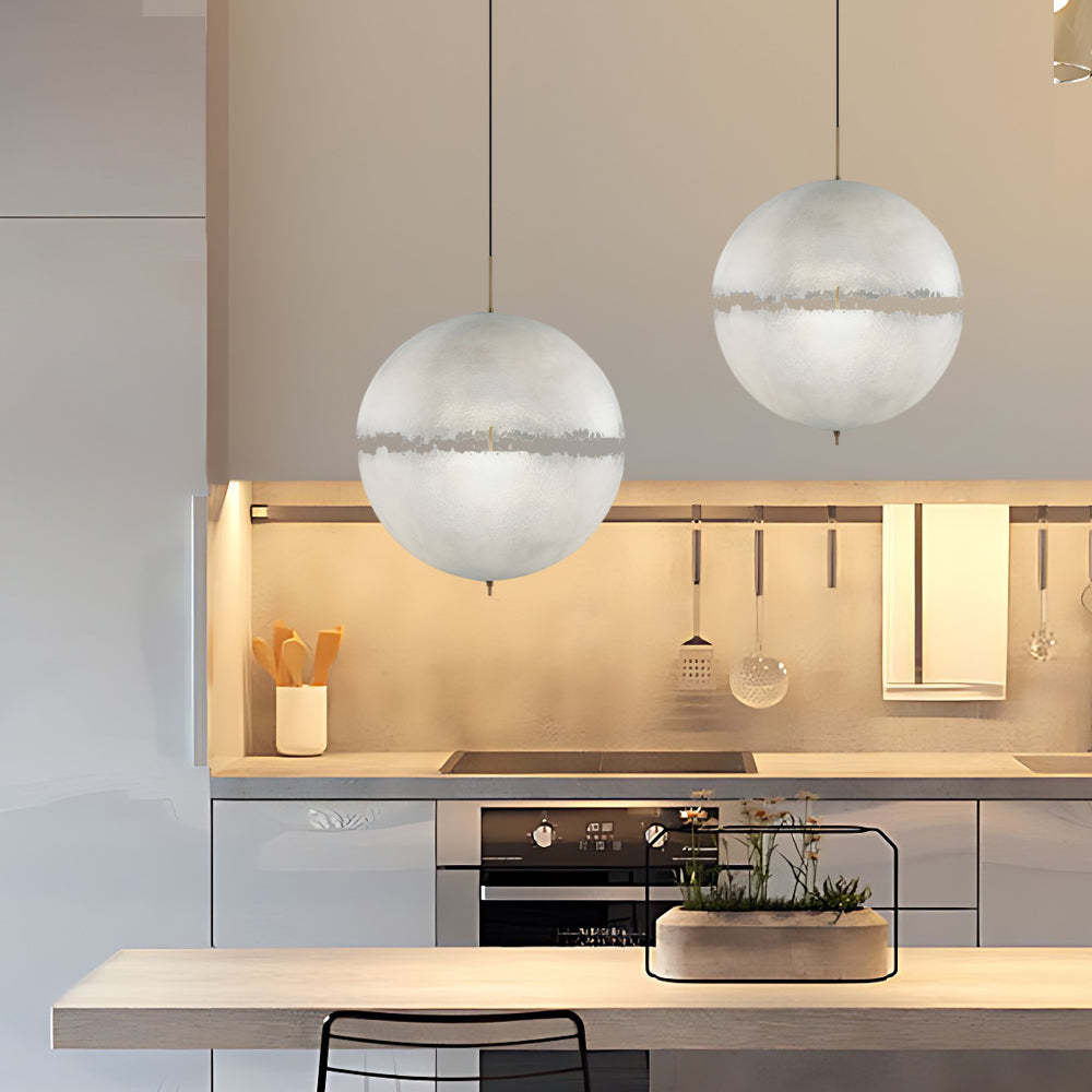 Scandinavian LED Ceiling Light in Moon Shape – White Pendant Light for Living Room and Kitchen