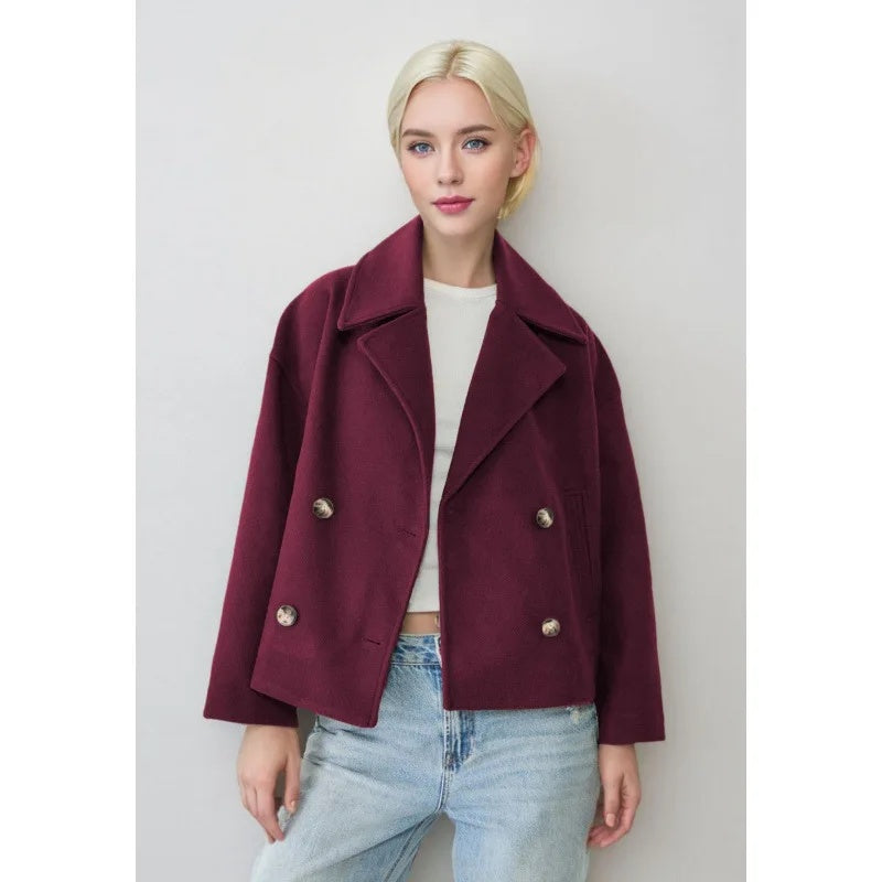 Women's Short Double Breasted Coat | Oversized