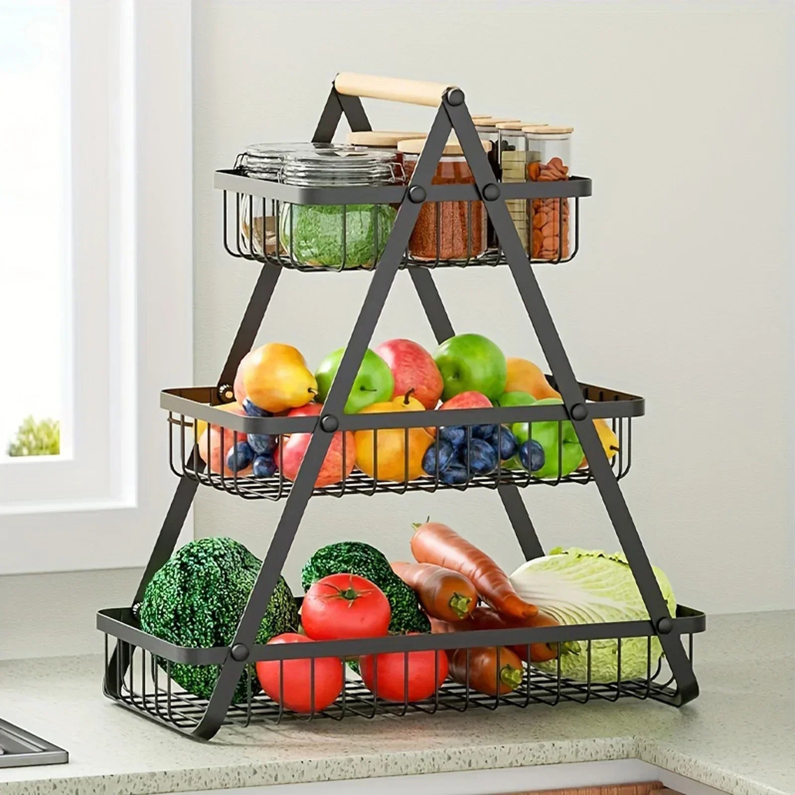 Tiered Fruit Basket, Decorative Storage Basket for Kitchen and Dining Table