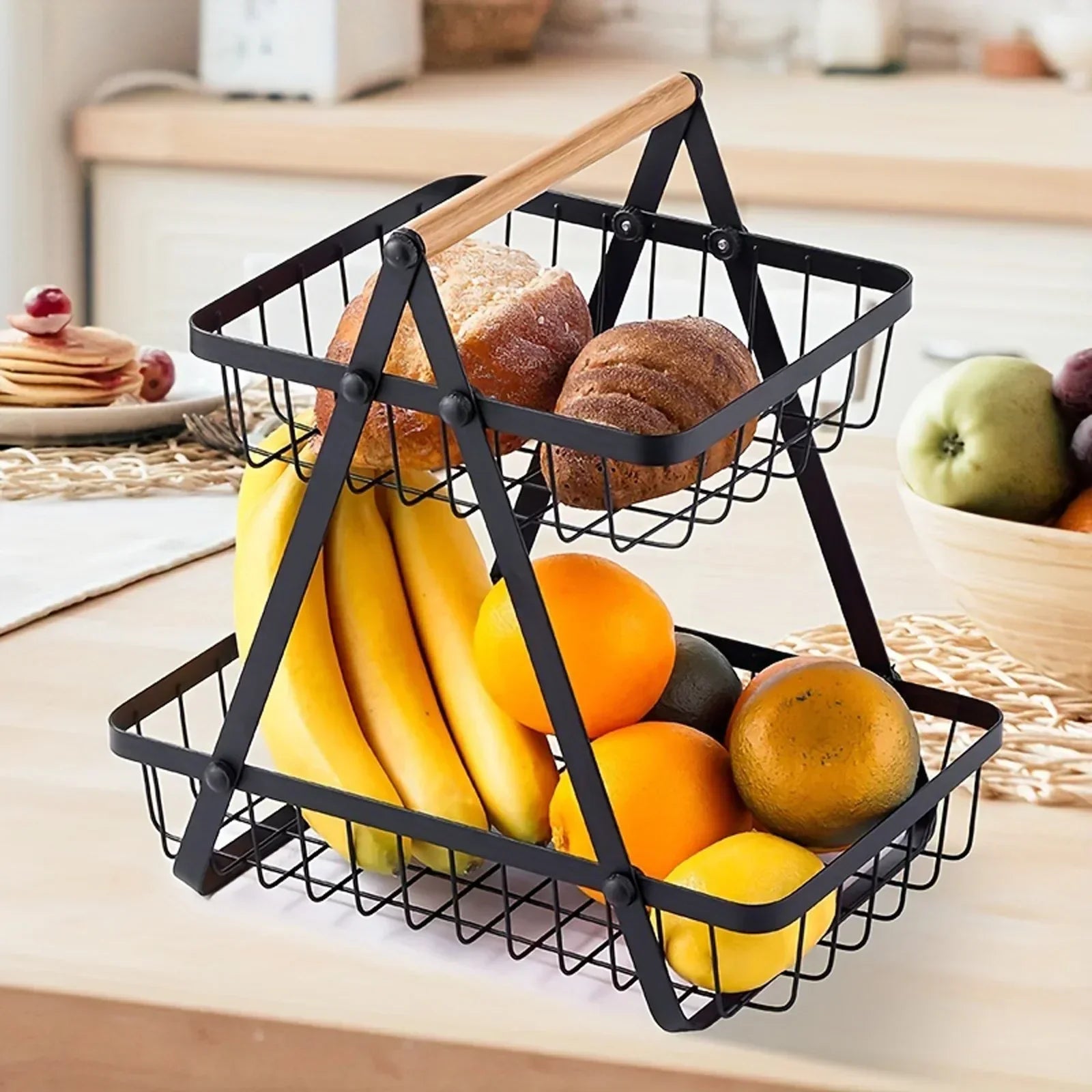 Tiered Fruit Basket, Decorative Storage Basket for Kitchen and Dining Table