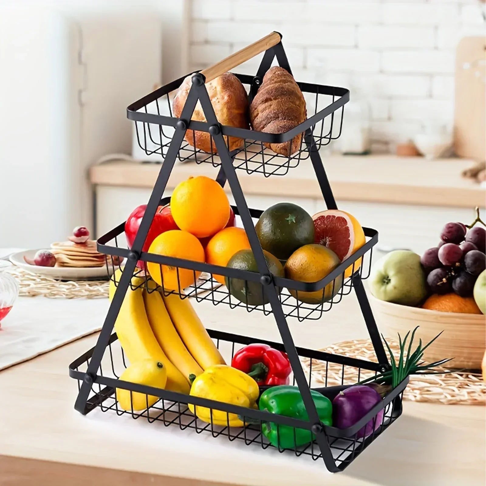 Tiered Fruit Basket, Decorative Storage Basket for Kitchen and Dining Table