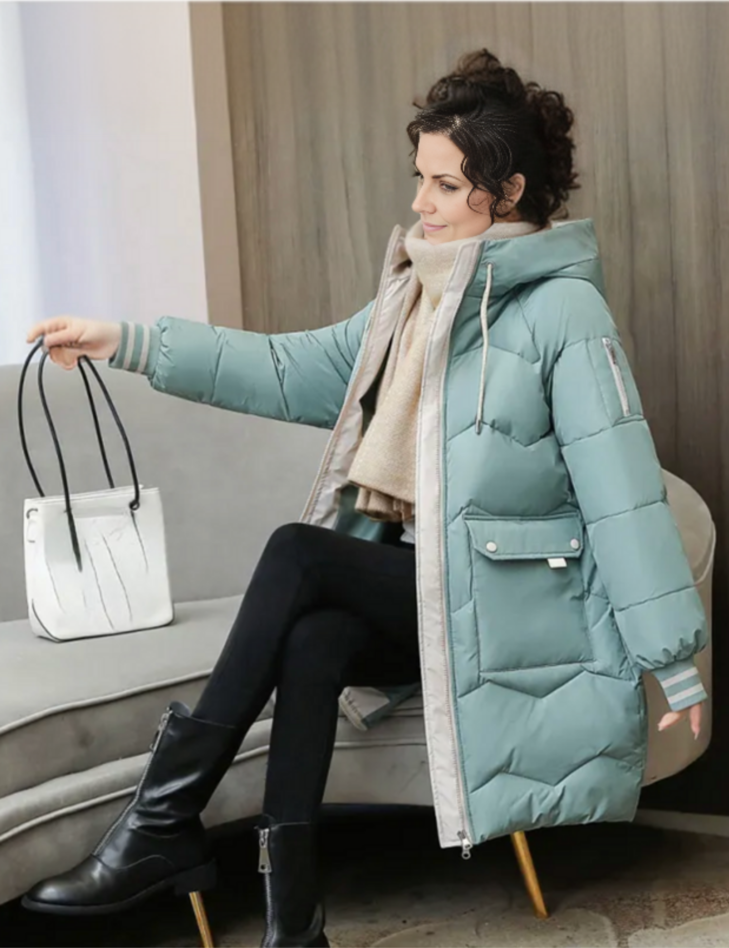 Women's Zip Up Warm Coat | Quilted