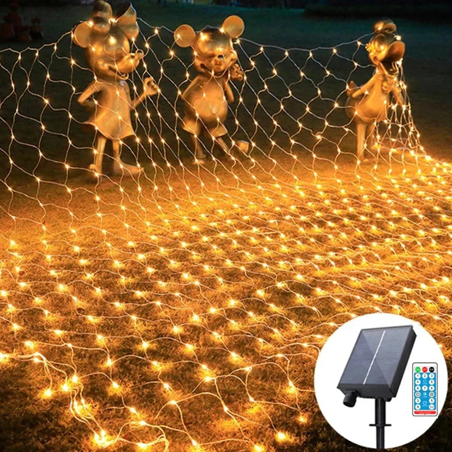 Solar-Powered LED Net Lights – Eco-Friendly Outdoor Lighting for Gardens and Patios