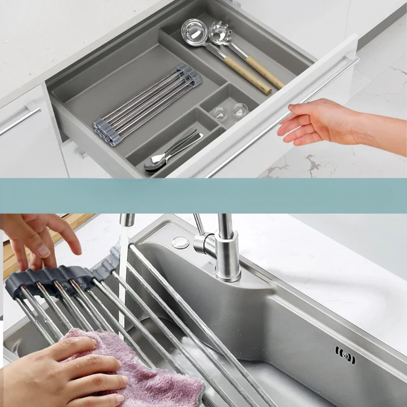 Collapsible Dish Drying Rack for the Sink – Practical and Space-Saving Stainless Steel Dish Drainer