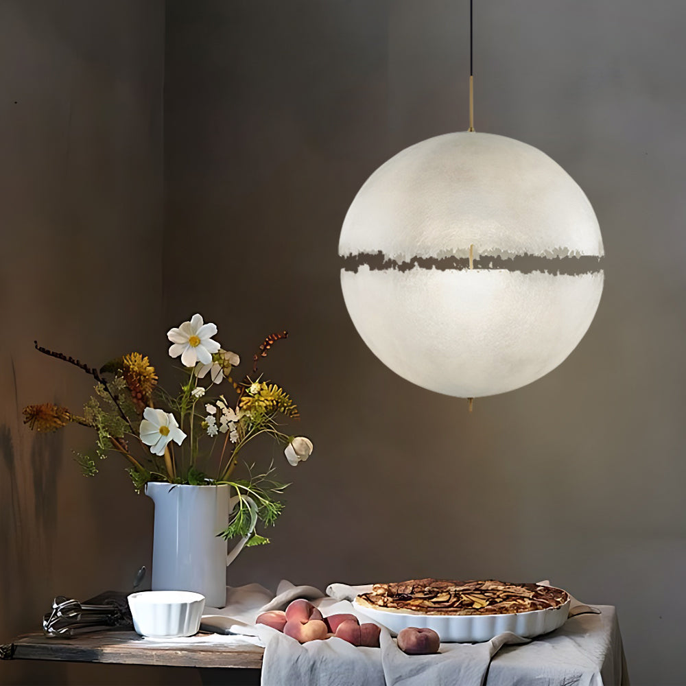 Scandinavian LED Ceiling Light in Moon Shape – White Pendant Light for Living Room and Kitchen