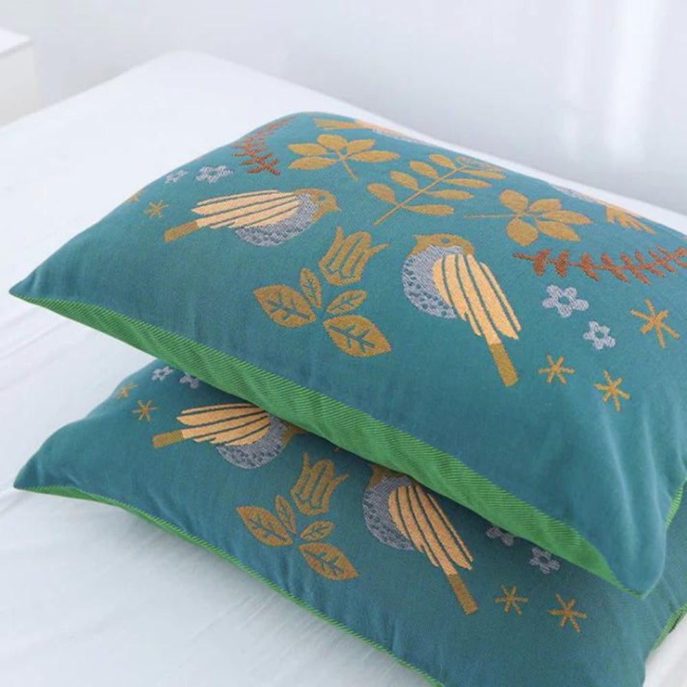 2 pieces Breathable & Lightweight Bird Print Pillowcase