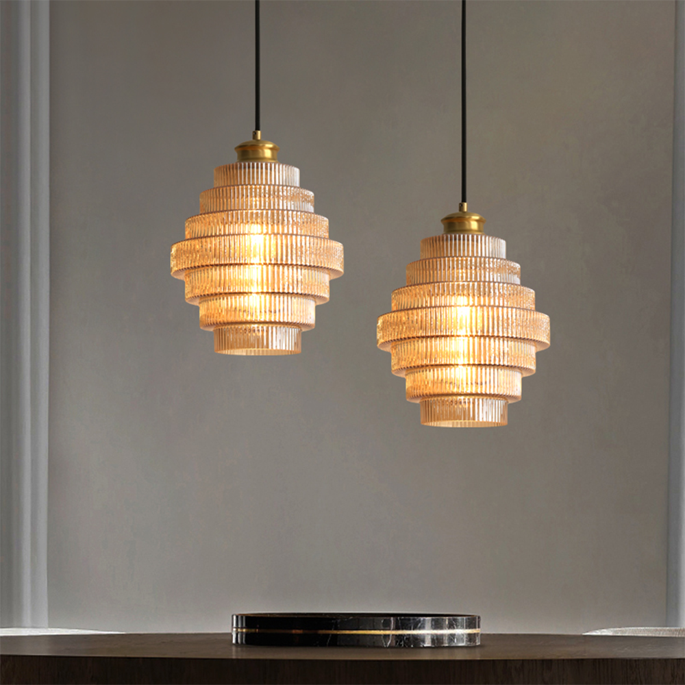 Vintage Fluted Glass Pendant Lights