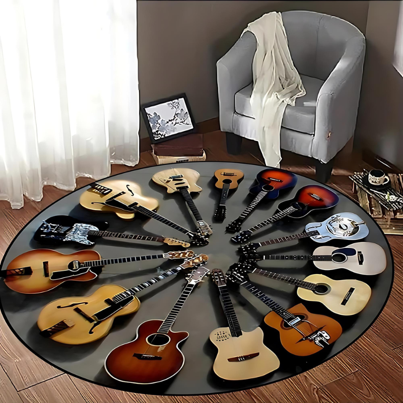 Non-Slip Guitar Rug – Musical Rug for Living and Bedrooms, Ideal for Music Lovers