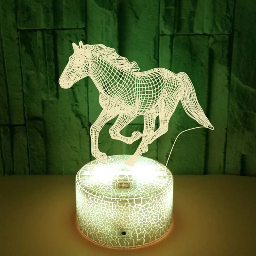 3D LED Horse Lamp – Illuminating Night Light with Colour Change for Children's Room and Horse Lovers