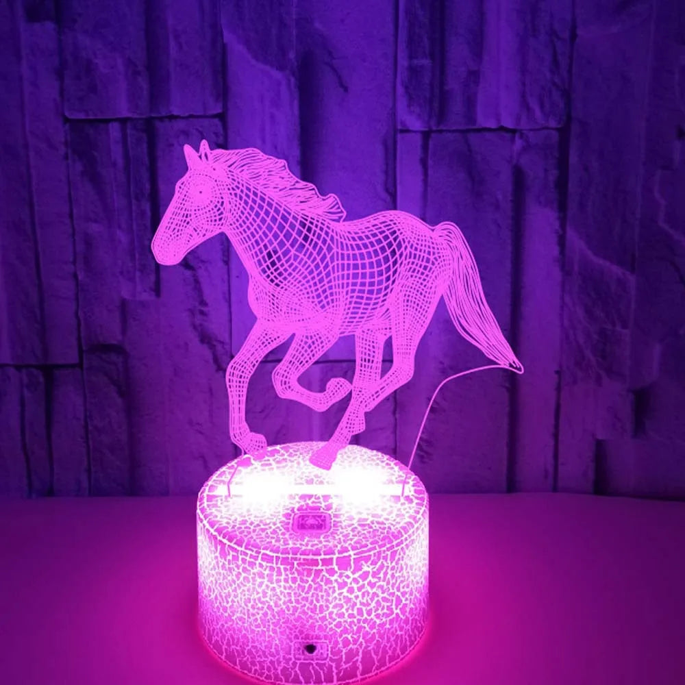 3D LED Horse Lamp – Illuminating Night Light with Colour Change for Children's Room and Horse Lovers