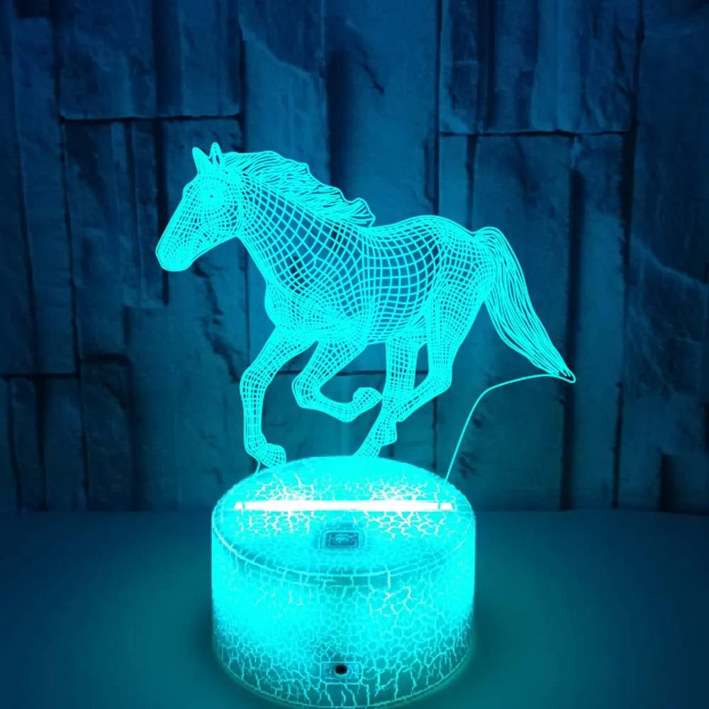 3D LED Horse Lamp – Illuminating Night Light with Colour Change for Children's Room and Horse Lovers