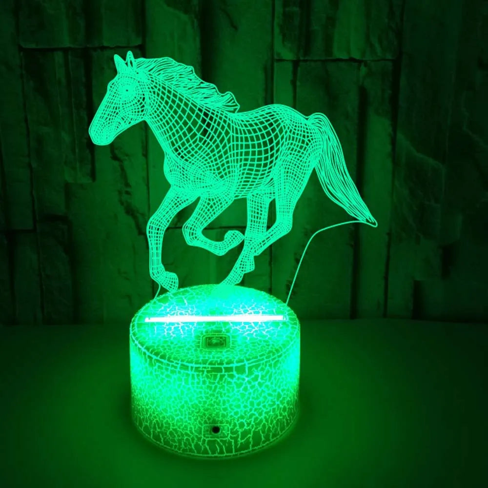 3D LED Horse Lamp – Illuminating Night Light with Colour Change for Children's Room and Horse Lovers