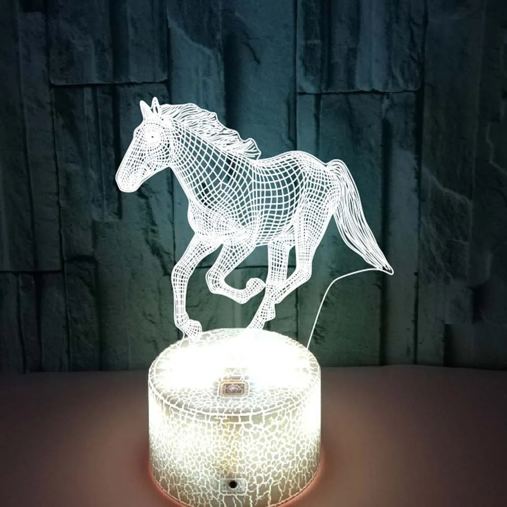 3D LED Horse Lamp – Illuminating Night Light with Colour Change for Children's Room and Horse Lovers