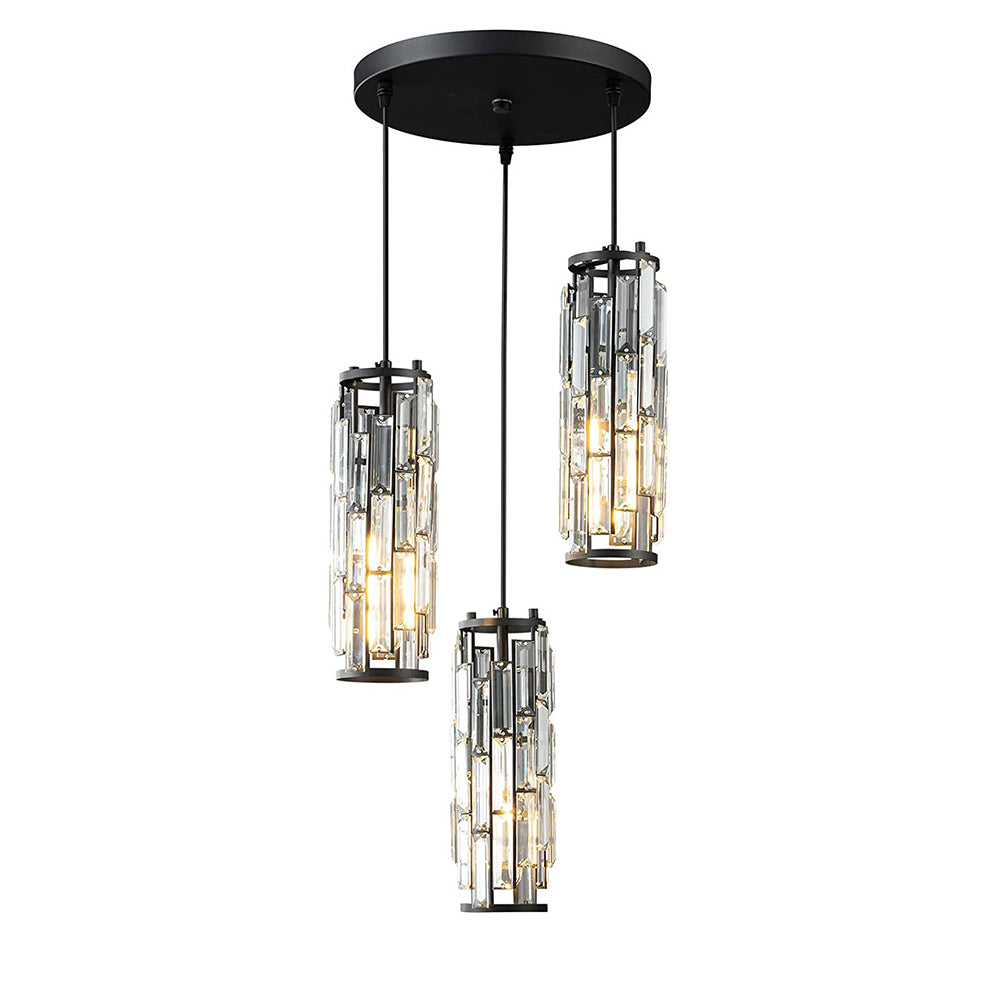 Vintage Industrial Crystal Glass Pendant Light - Iron Ceiling Light for Living Room & Dining Room in Retro Design