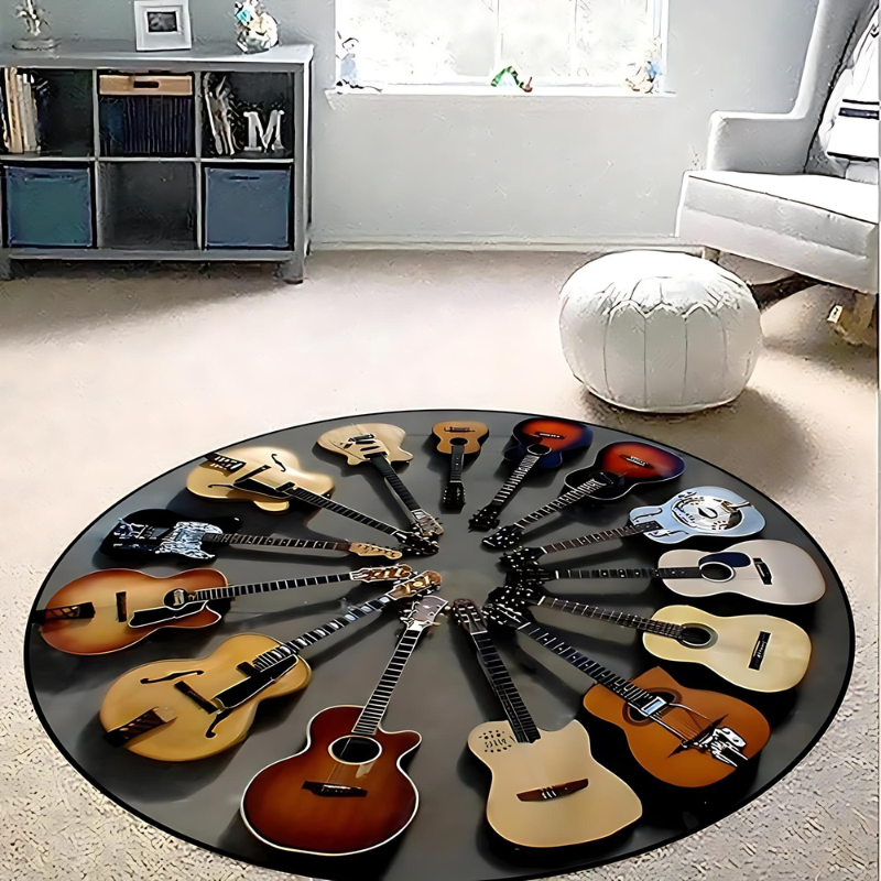 Non-Slip Guitar Rug – Musical Rug for Living and Bedrooms, Ideal for Music Lovers