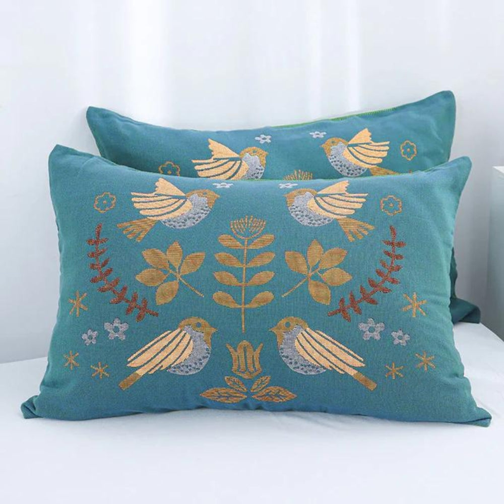 2 pieces Breathable & Lightweight Bird Print Pillowcase