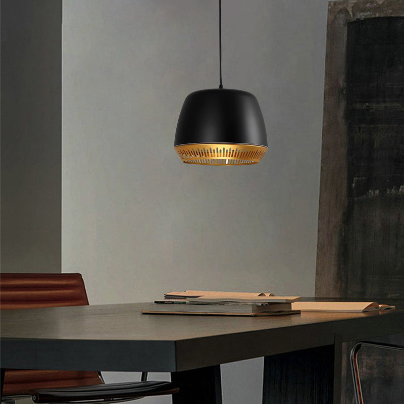 Round Industrial Pendant Light in Metal - Ceiling Light for Dining Room & Office