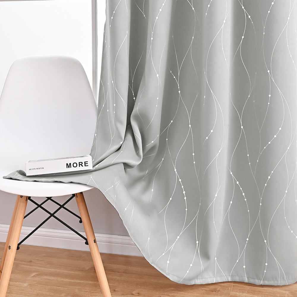 Blackout Curtain with Wave and Dot Pattern – Opaque Design for Optimal Sun Protection