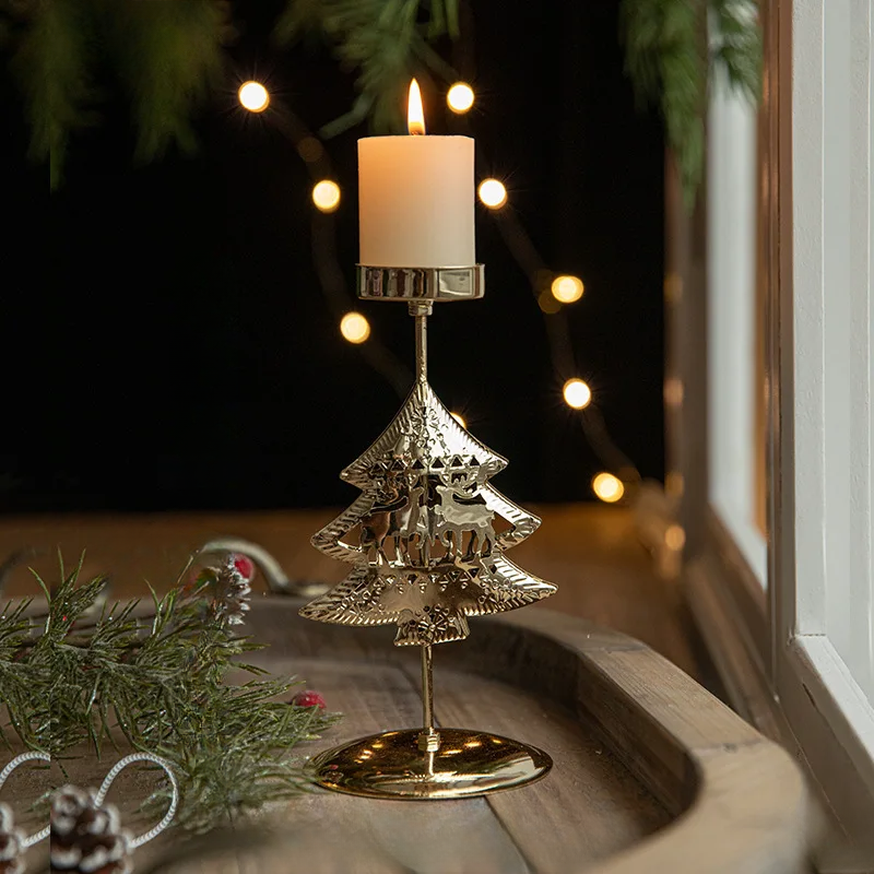 Christmas Candle Holders - Star and Christmas Tree Design for Festive Decoration