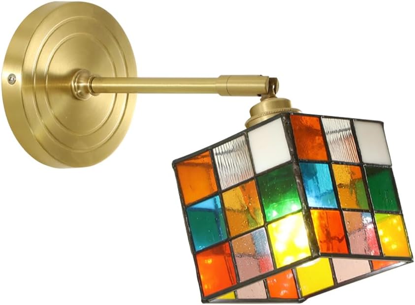 Colourful Flex Wall Lamp with Glass Cube Design – Adjustable & Space-Saving