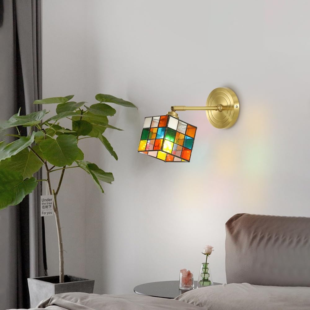 Colourful Flex Wall Lamp with Glass Cube Design – Adjustable & Space-Saving