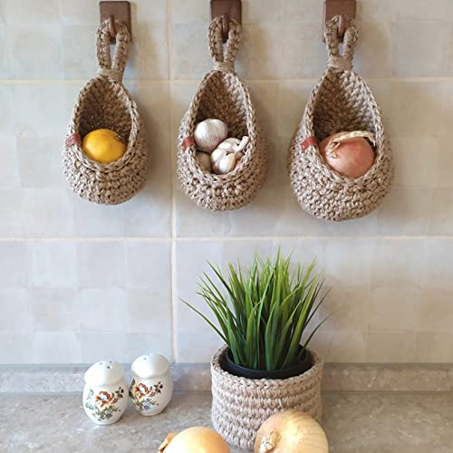 Hanging Wall Baskets for Fruits and Vegetables, Decorative Storage Baskets for Kitchen