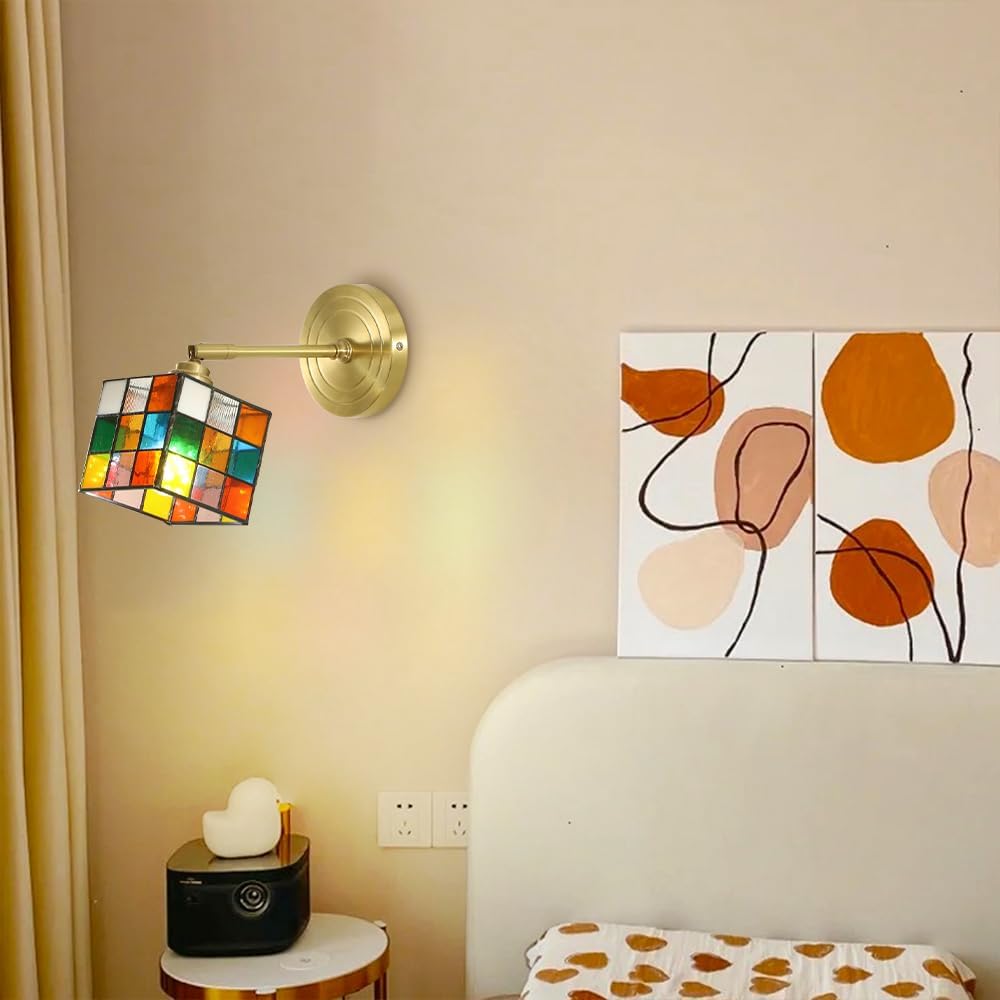 Colourful Flex Wall Lamp with Glass Cube Design – Adjustable & Space-Saving