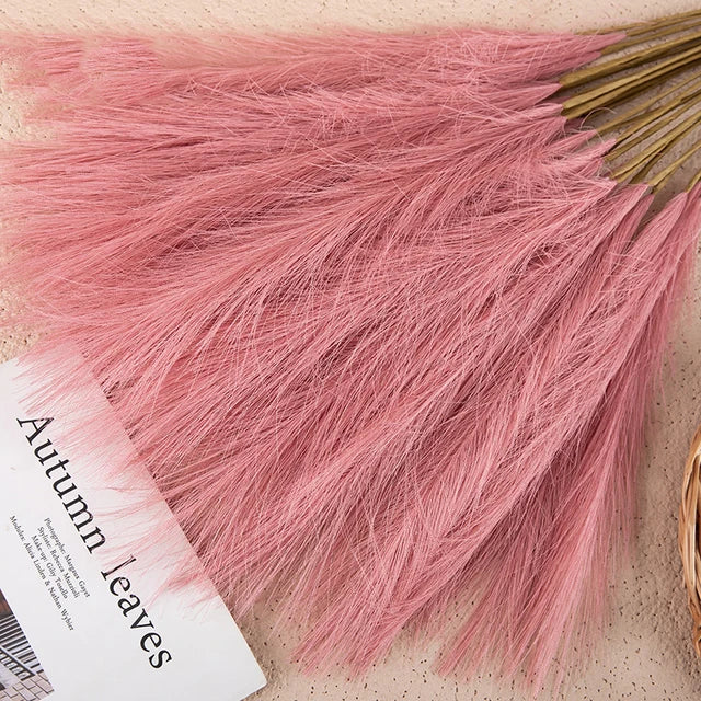 Plush Pampas Grass Artificial Flowers, Decorative Dried Flowers for Home and Wedding