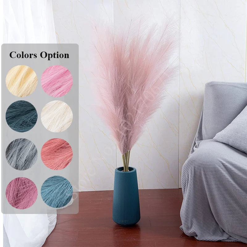 Plush Pampas Grass Artificial Flowers, Decorative Dried Flowers for Home and Wedding