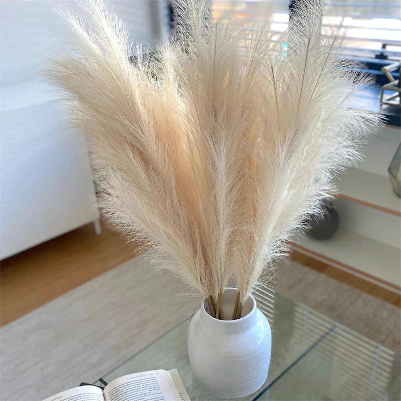 Plush Pampas Grass Artificial Flowers, Decorative Dried Flowers for Home and Wedding