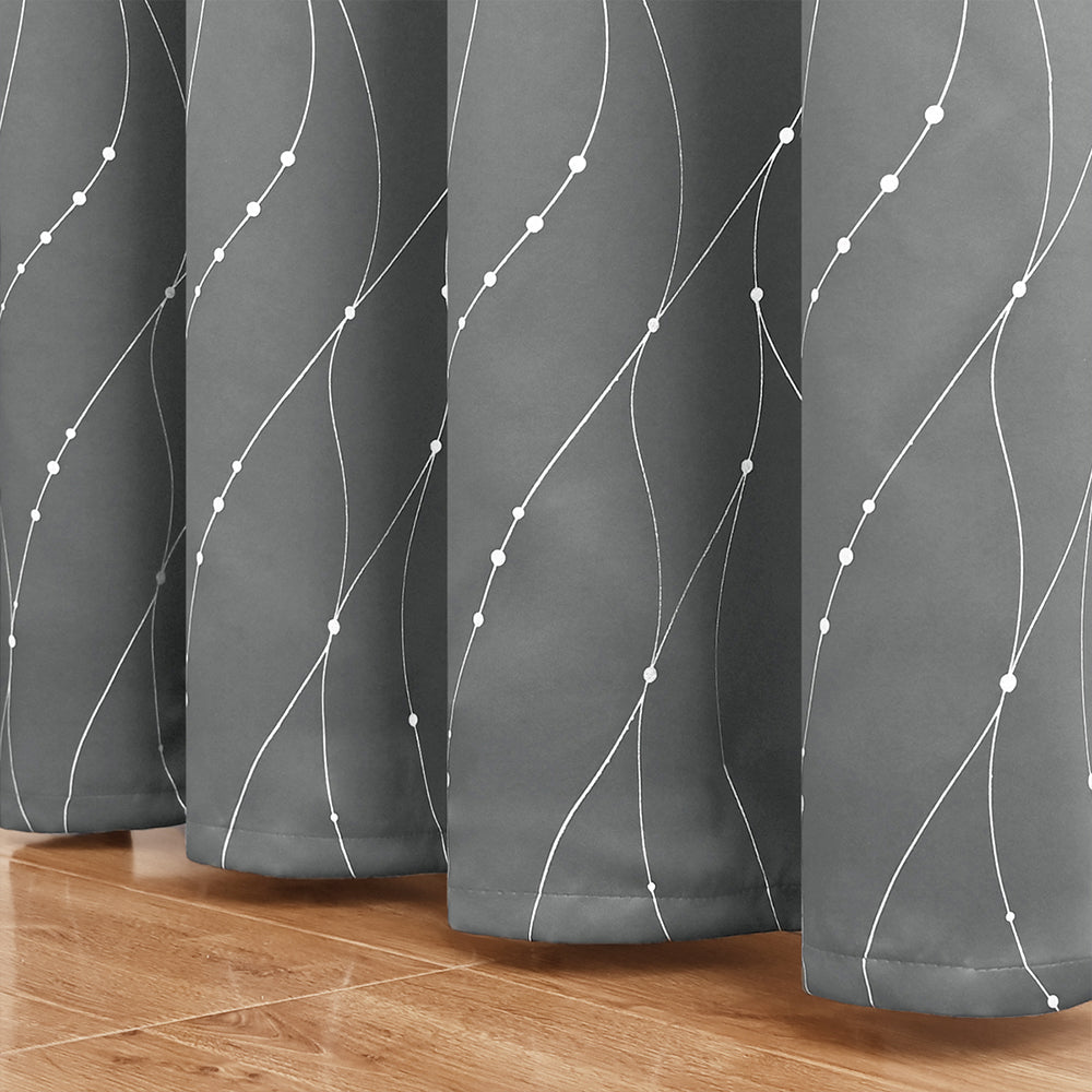 Blackout Curtain with Wave and Dot Pattern – Opaque Design for Optimal Sun Protection