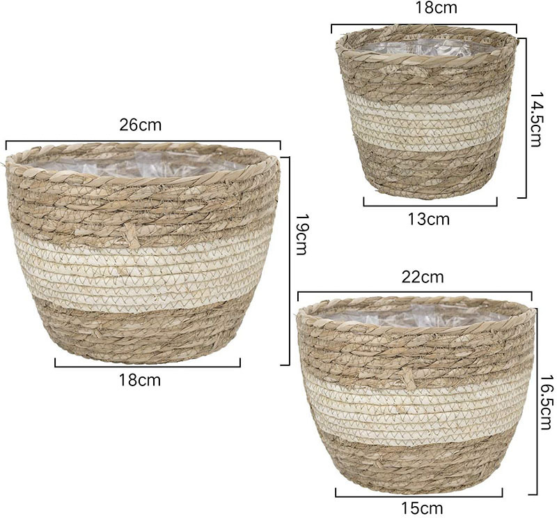 Handcrafted Trio Seagrass Planters
