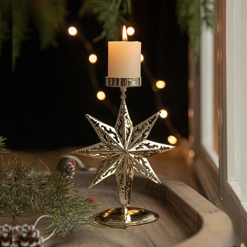 Christmas Candle Holders - Star and Christmas Tree Design for Festive Decoration