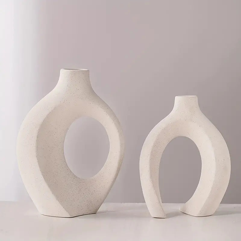 Stylish Vase in Scandinavian Design, Decorative Ceramic Vase for Minimalist Interior