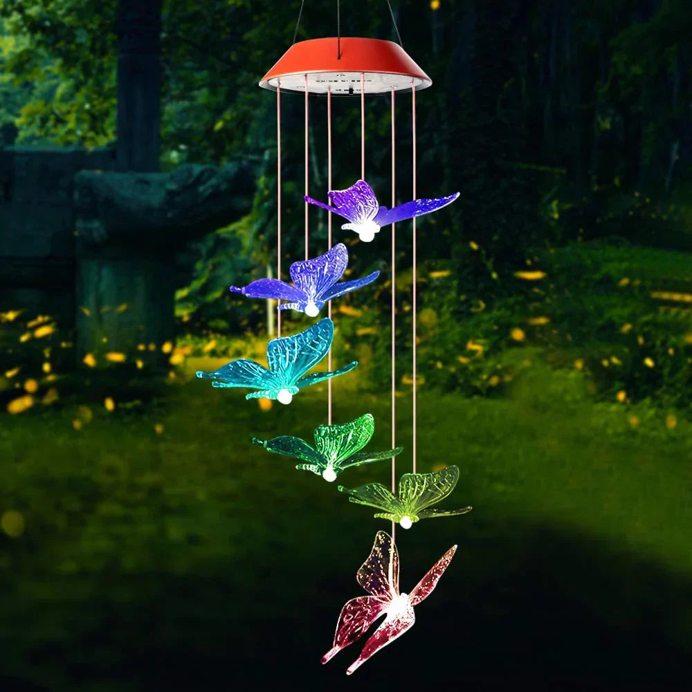 Solar-Powered LED Fairy Lights with Butterflies – Decorative Outdoor Lighting for Garden and Balcony