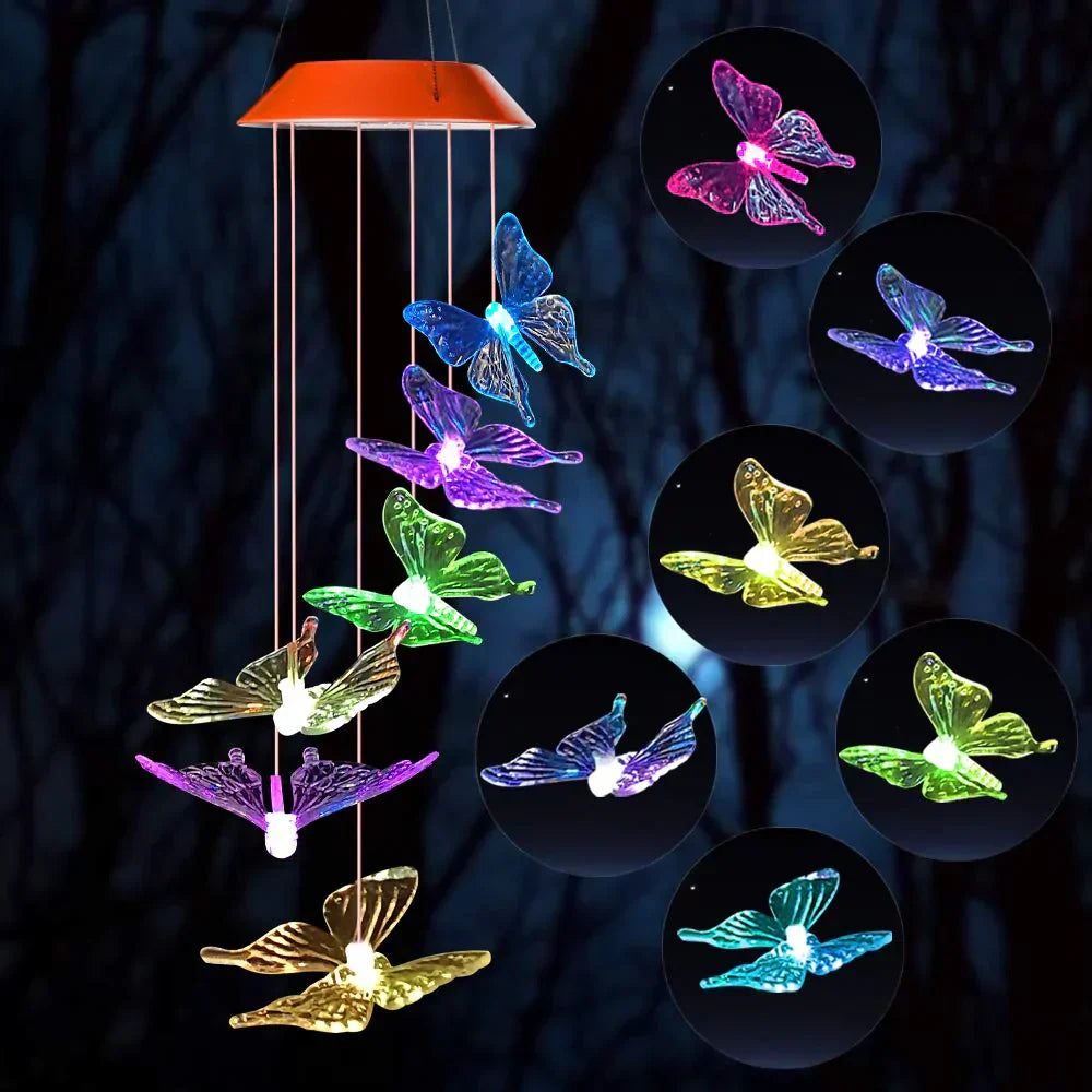 Solar-Powered LED Fairy Lights with Butterflies – Decorative Outdoor Lighting for Garden and Balcony