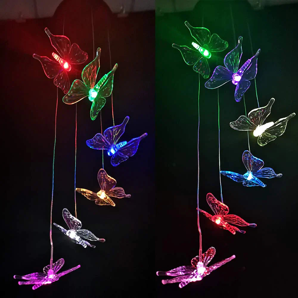 Solar-Powered LED Fairy Lights with Butterflies – Decorative Outdoor Lighting for Garden and Balcony