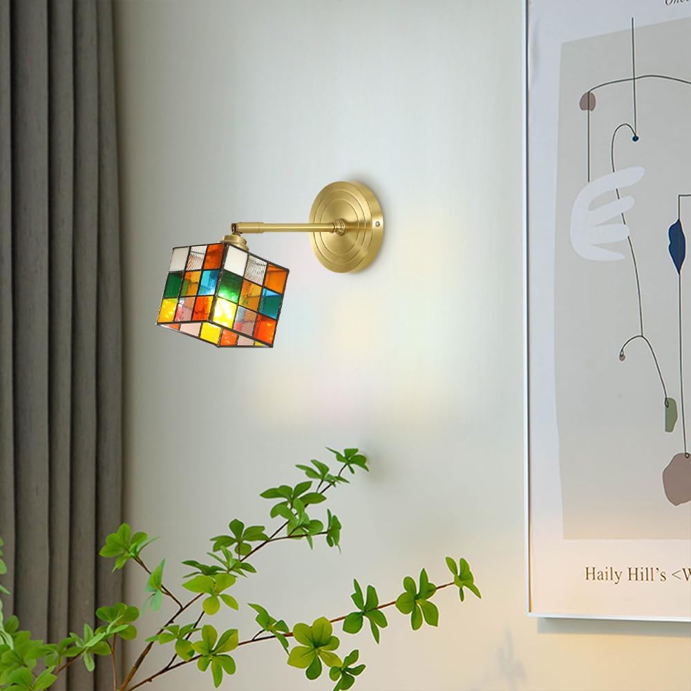 Colourful Flex Wall Lamp with Glass Cube Design – Adjustable & Space-Saving